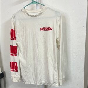 White Long Sleeve Tee with Red Accents